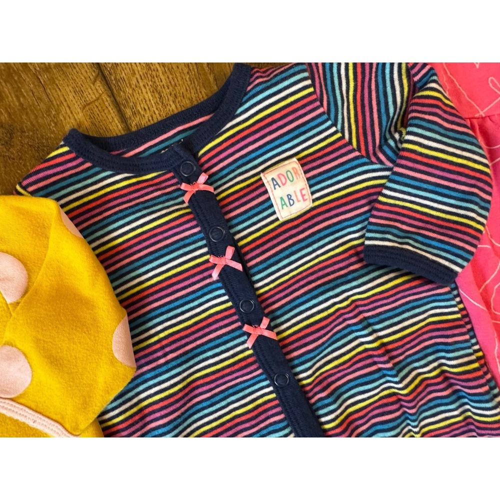 Carters Sleepers Girl 3 Months Lot Rompers Outfits Sleep N Plays Bundle Fruit - Picture 5 of 11